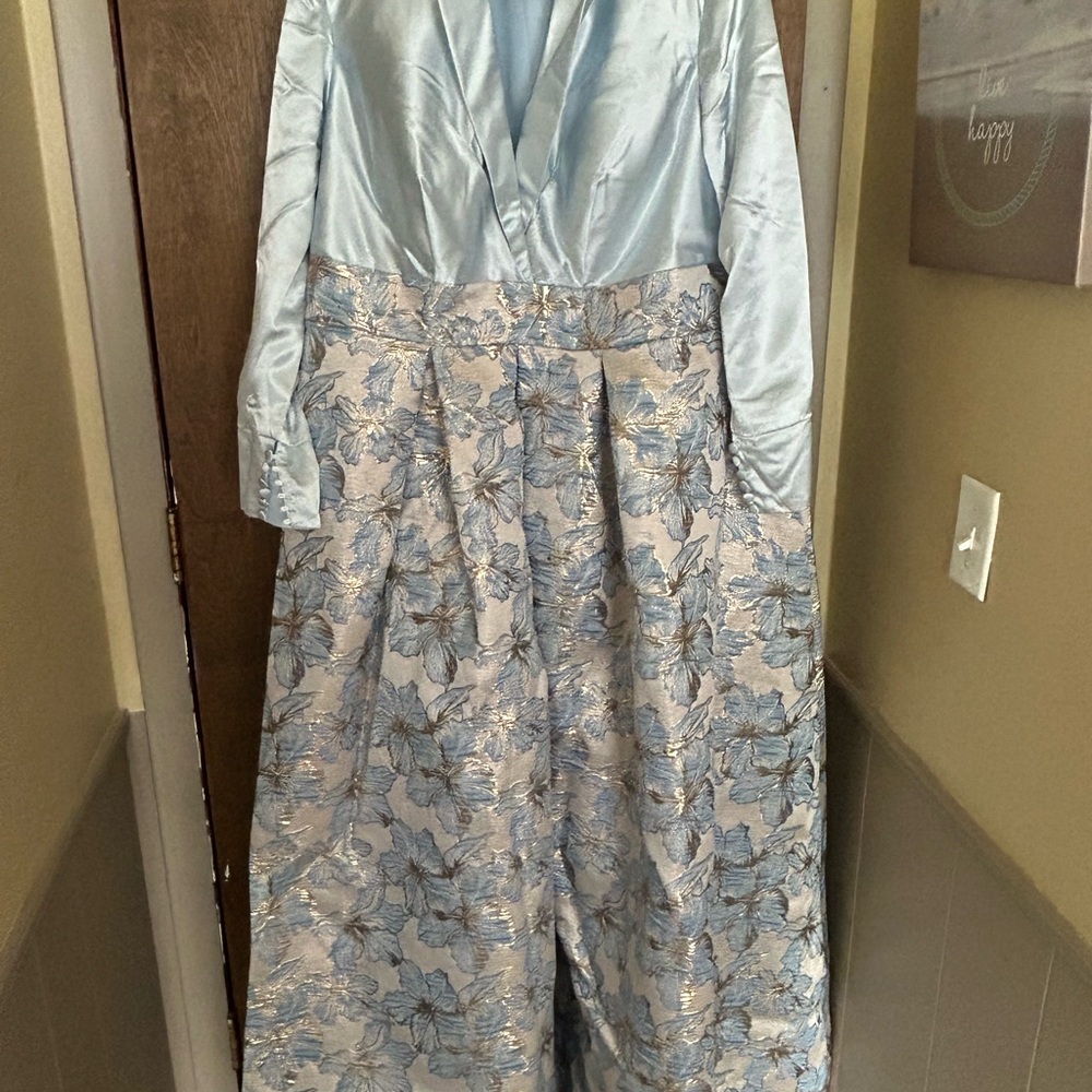 Sophisticated Blue and Gold Floral Gown